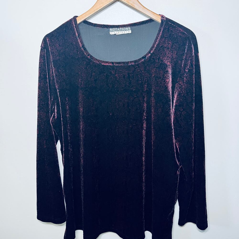 Notations VTG Tunic Top Velvet Purple Whimsygoth Scoop Neck Dressy Evening XL